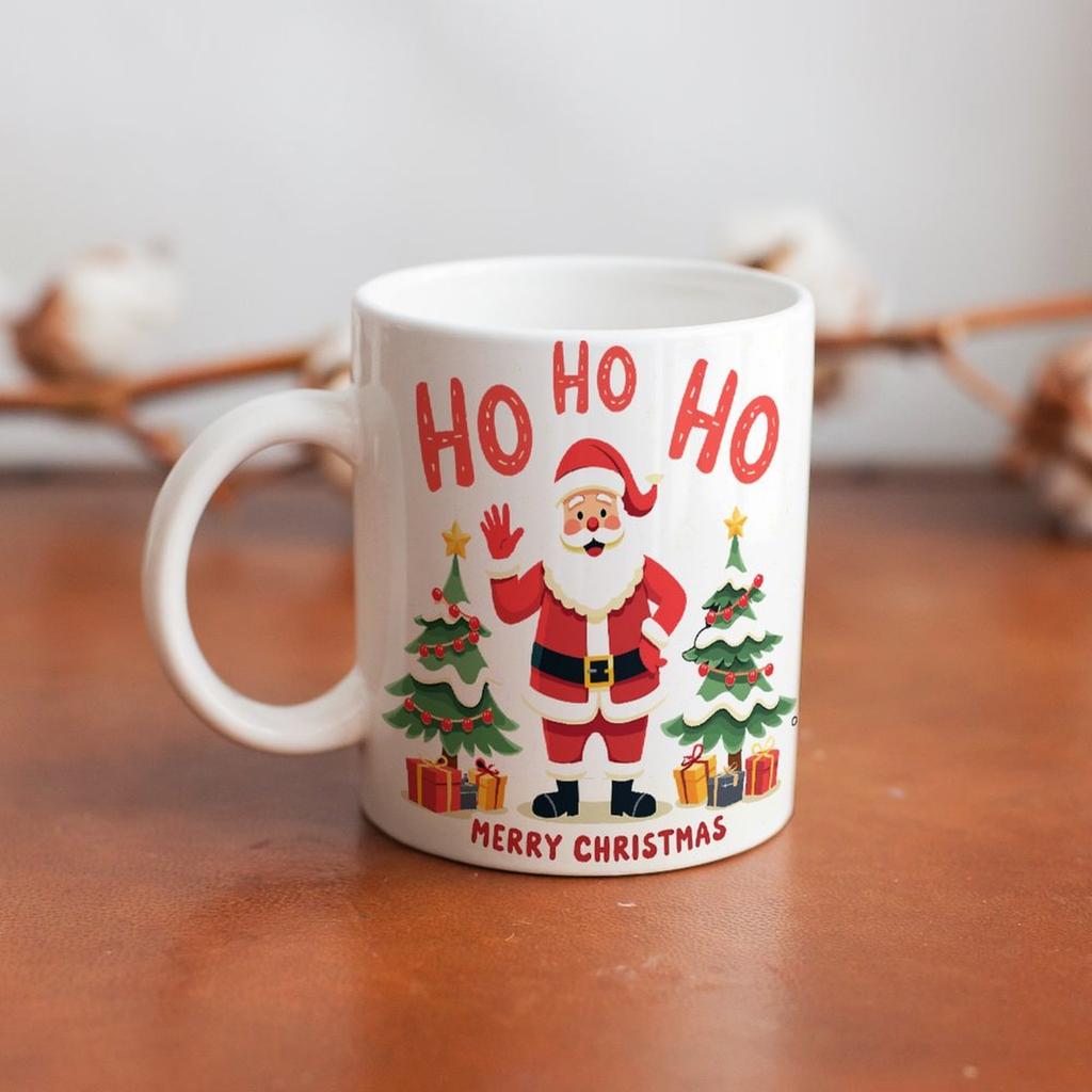 11oz White Ceramic Mug with Smooth Glossy Body and Dual-Side Print, Perfect for Hot Drinks During Work, Study or Home Relaxation