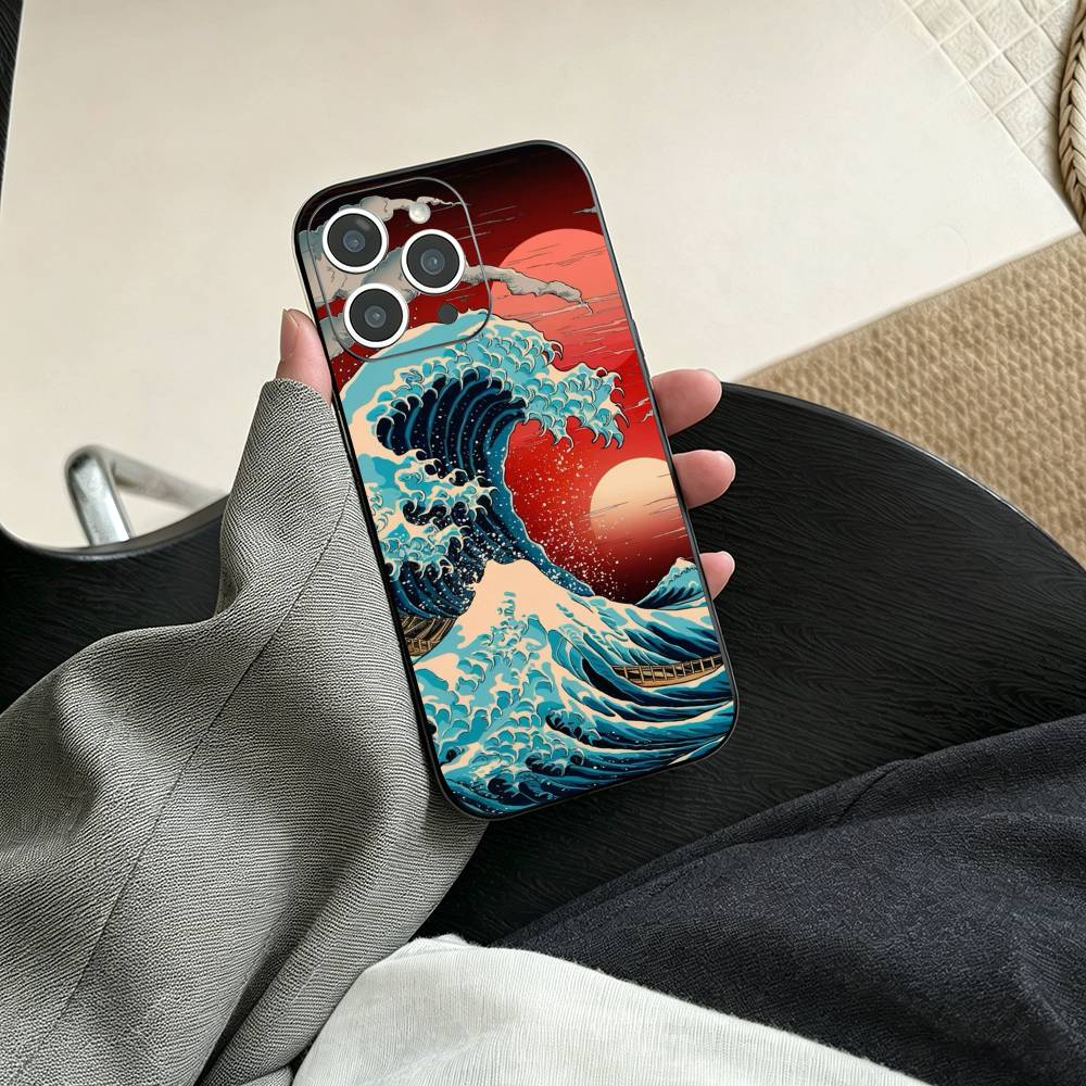 G-Great Wave Off Kanagawa Phone Case For iPhone 17, 16,15,14,13,12,11 Plus,Pro Max, Others Soft Black Cover