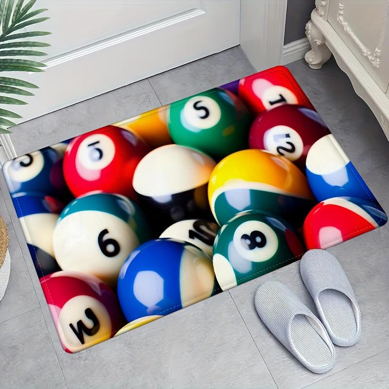

1pc Plush Flannel Billiard Ball Door Mat - Non-Slip, Absorbent, Machine Washable for Kitchen, Living Room, Bedroom, Laundry & Ba 60x90cm (23x35inch)