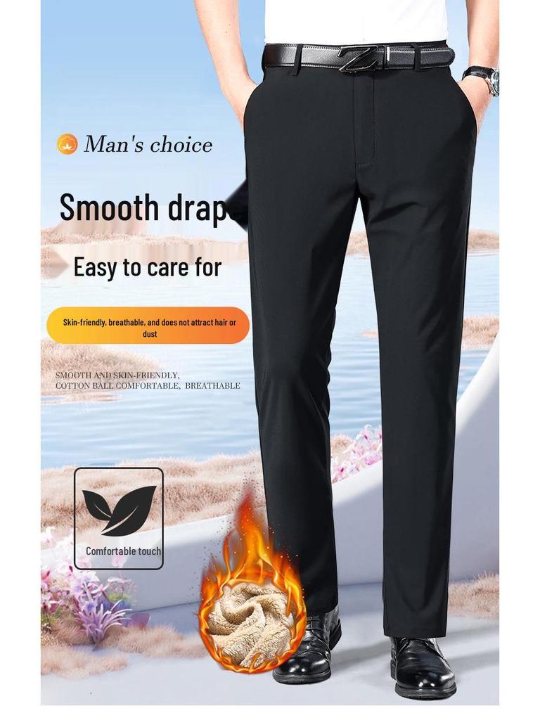 Woodpecker Men's Fleece-Lined Lambswool High-Waisted Straight-Leg Pants