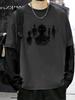 Camiseta de Manga Larga con Superposición Artística Cosida para Hombre, Tops Transpirables de Secado Rápido, Corte Regular para Caminatas Urbanas, Recados Diarios, Desplazamientos al Aire Libre