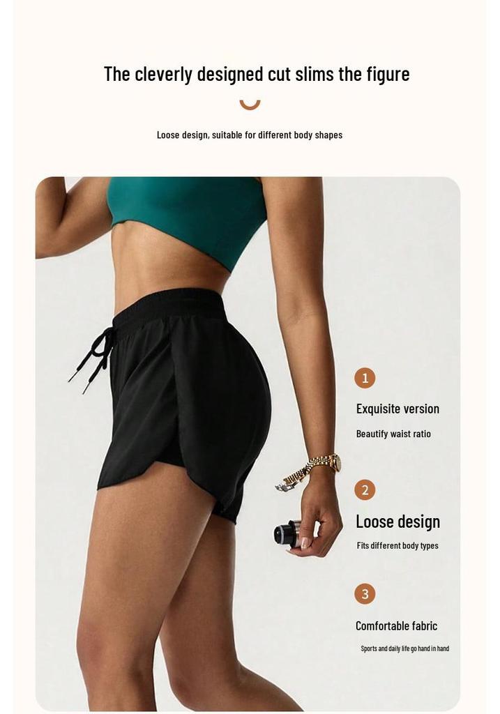 Women's High Waist Black Drawstring Sports Shorts for Running, Fitness & Pilates