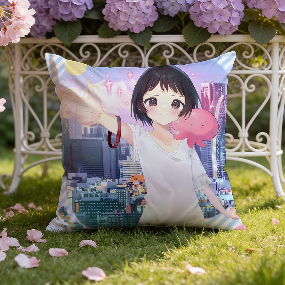 Cute Anime T-Takopi's Original Sin Cushion Cover Home & Car Dual-Scene Pillow Cover: Reversible for Premium Comfort
