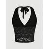 Women Sexy Hollow Out Lace Halter Neck Slim Fit Cropped Top
