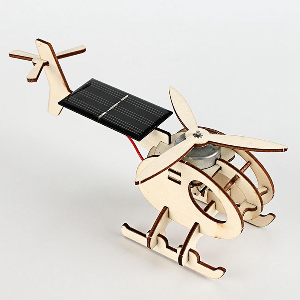 Wooden Solar Energy Aircraft Educational Toy Crafts DIY Model Wonderful Kid Gift