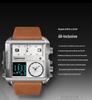 Mark Fairwhale Men's Geometric Retro Square Watch with Genuine Leather and Alloy