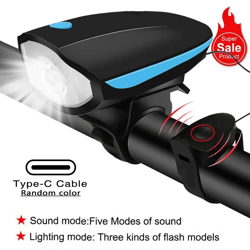 Bicycle LED Head Light with Horn Speaker 3 Modes Bicycle Front Light with remote control Rechargeable MTB Cycling Bike Lamp синий