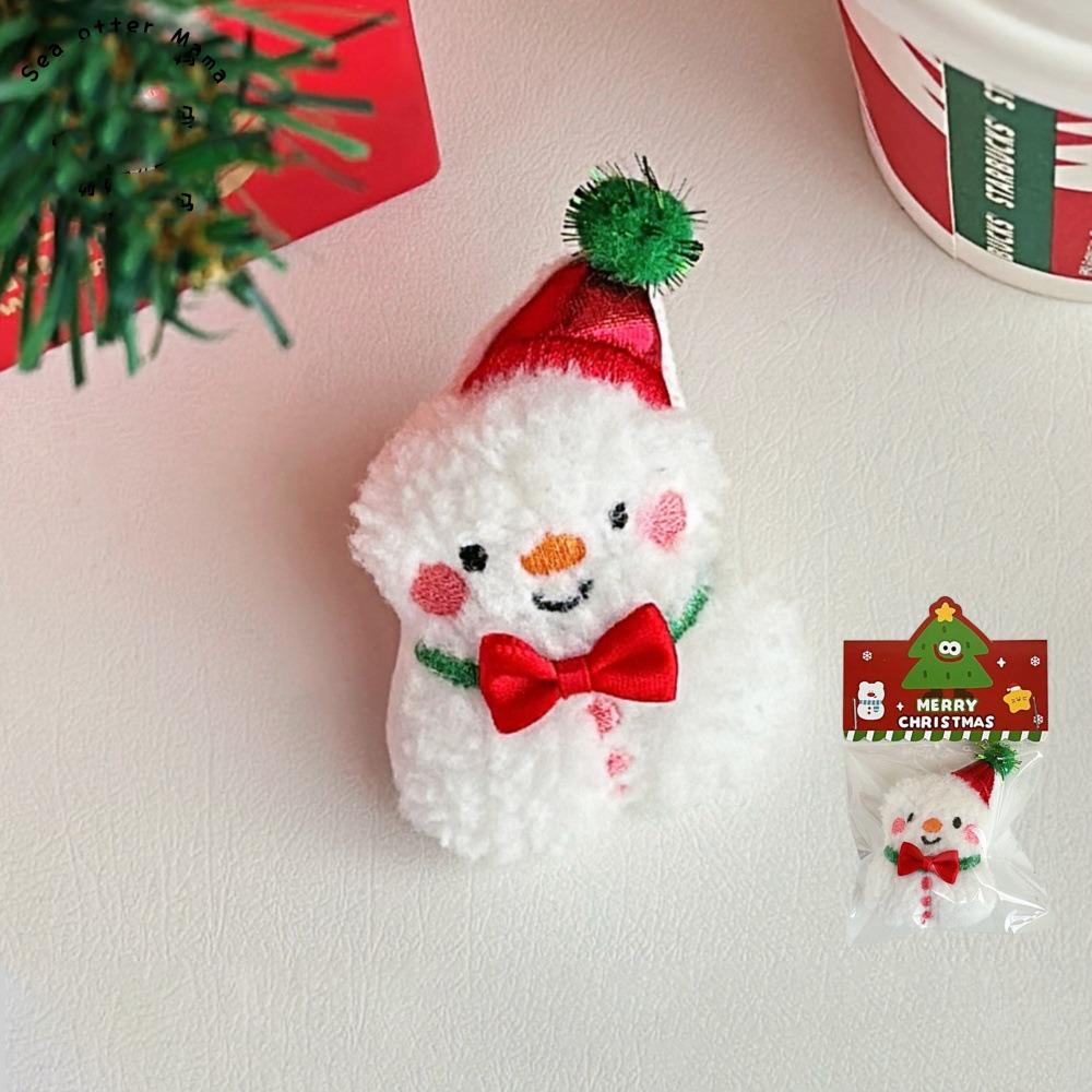 Tree Christmas Plush Brooch Snowman Snowman Plush Pin Handmade Santa Tree Brooch  Christmas Gifts