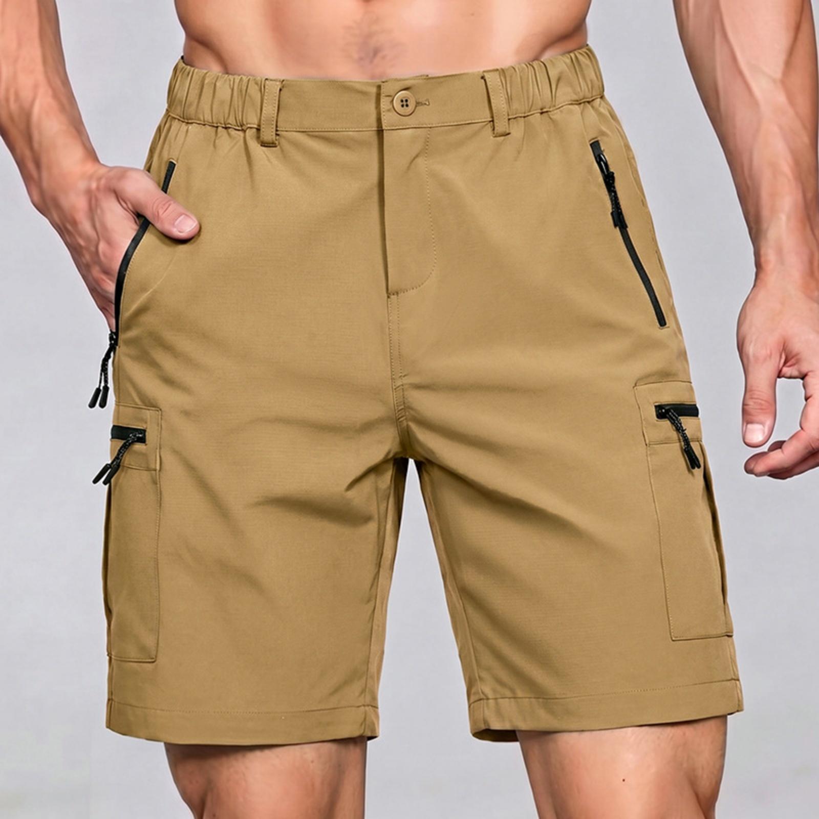 Men s Casual Drawstring Waist Lightweight Stretch Athletic Shorts with Zip Pockets Comfortable Fit Breathable Fabric S верблюд