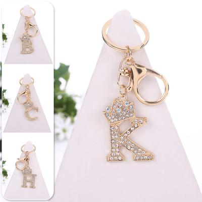 Letter Crown Pendants Key Chains Rings Initials Name Keychains Meaningful A-Z Letter Accessories Gift