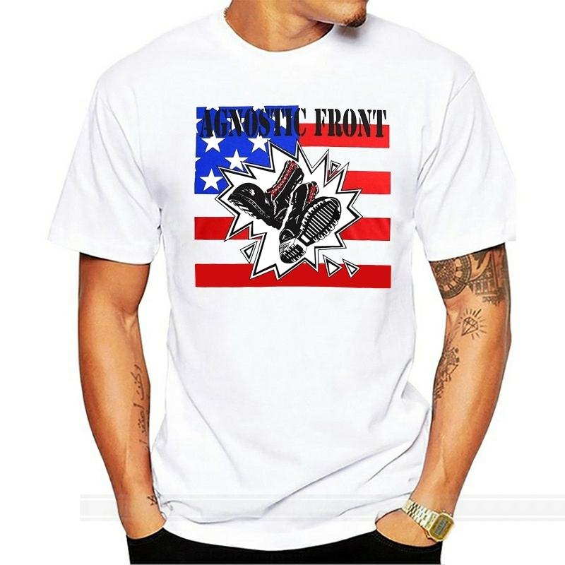 

Agnostic Front Flag TShirt Mens Summer Fashion Style tshirts male brand teeshirt men summer cotton t shirt S