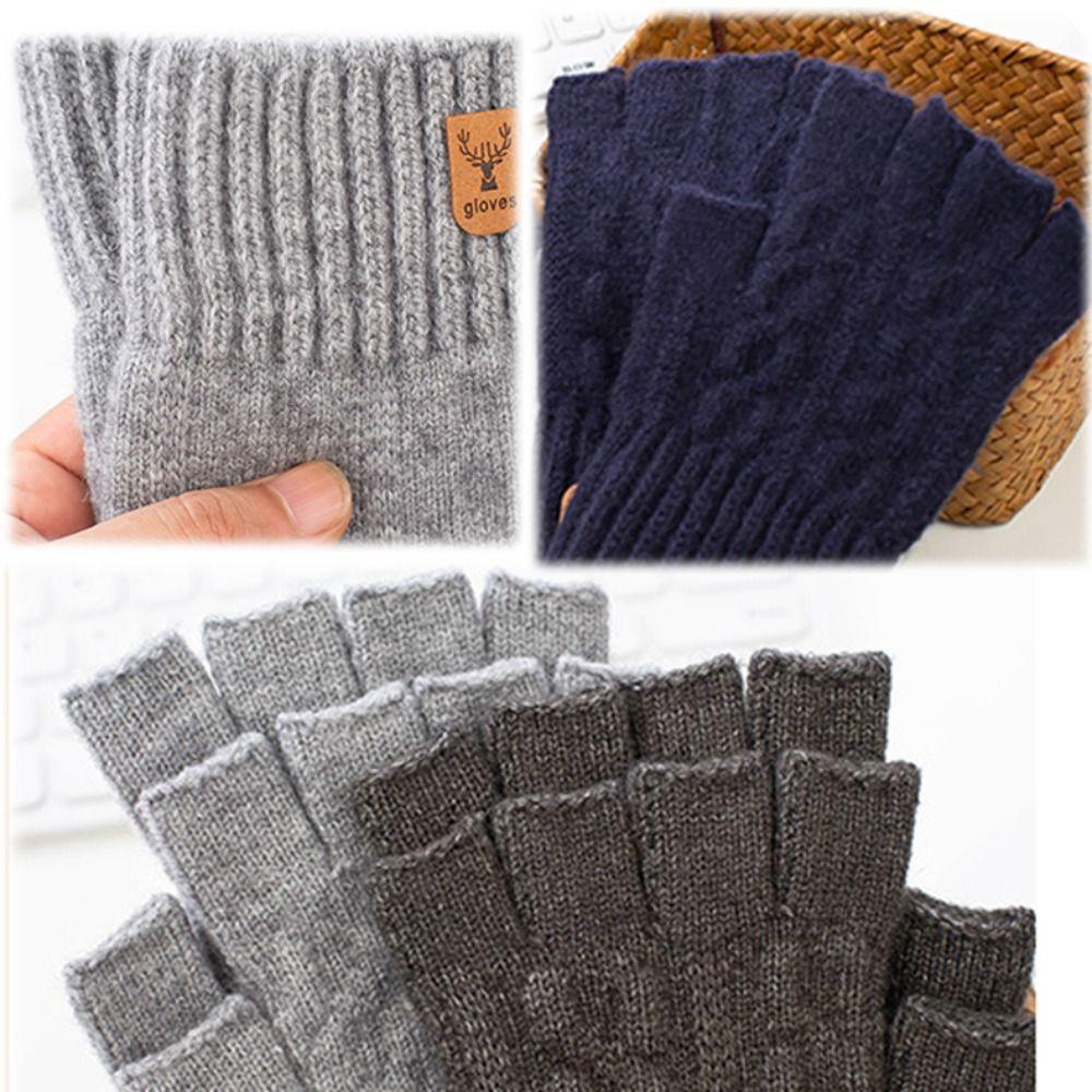 Trendy Alpaca Wool Knitted Gloves Thermal Women Men Half-finger Gloves Thicken Winter Warm Gloves