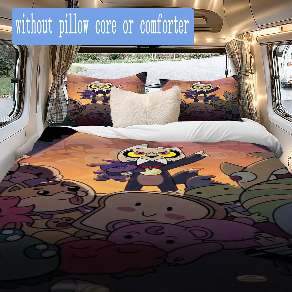 Cartoon Owls and Monsters Pattern Bedding,Quilt Set Quilt Cover Pillowcase Home Birthday Gift (1*duvet cover+2*pillowcase,without core)ZSJT0917245