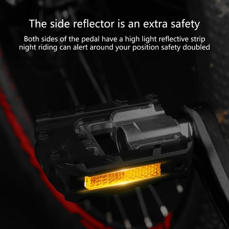 Folding Bike Pedals with Reflective Strips Universal Non-Slip Cycling Pedals