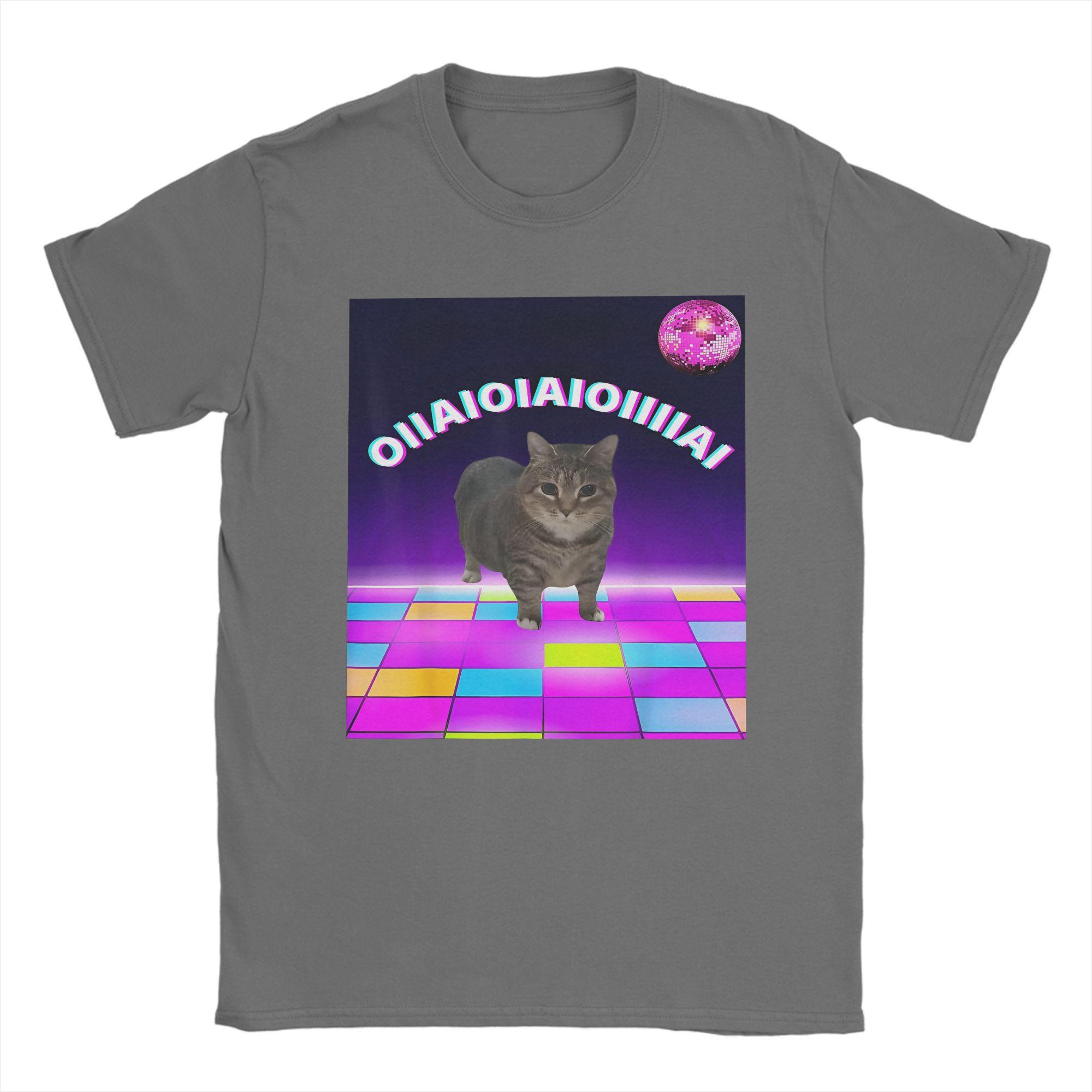 

OIIA OIIA Spinning Cat Meme Men s T Shirts Disco Dance Trendy Novelty Tees Short Sleeve Crew Neck T-Shirts Cotton Adult Clothing 3XL