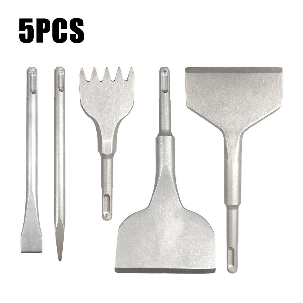 

5 шт. Круглый хвостовик лопатка для плитки электрический молоток зубило стена бетон ударная дрель 5 зубьев сверло для кладки долбежный инструмент