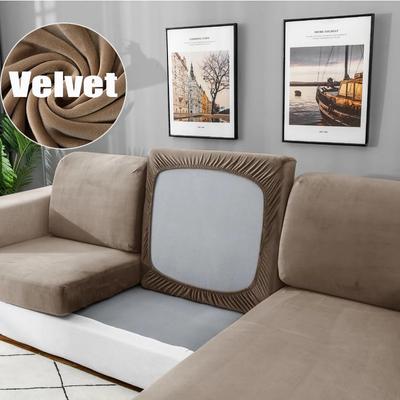 Velvet Pillow Sofa Cushion Cover For Living Room Pets Kids Solid Color Elastic Couch Seat Slipcover Funiture Protector