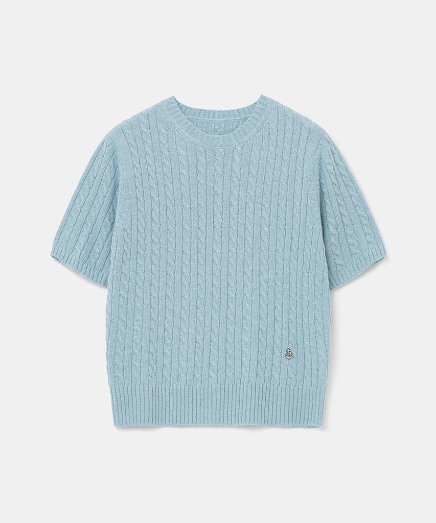 UNIFORM BRIDGE Cashmere Blended Cable Half Knit(Women) Sky Blue