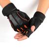 One Pair Sports Gym Gloves Non Slip Black Orange Half Finger Gloves for Workout Exercise XL