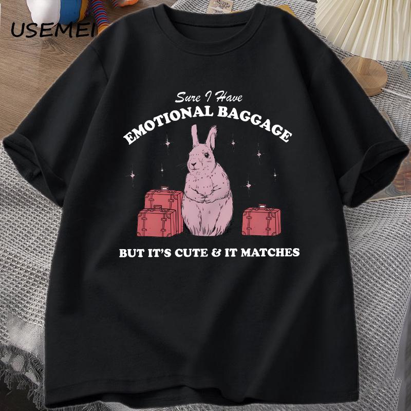 

2026 Sure I Have Emotional Baggage Funny Unisextal Health T Shirts Women Unisex Comfortable and loose Unisexs and Womens Tshirts S