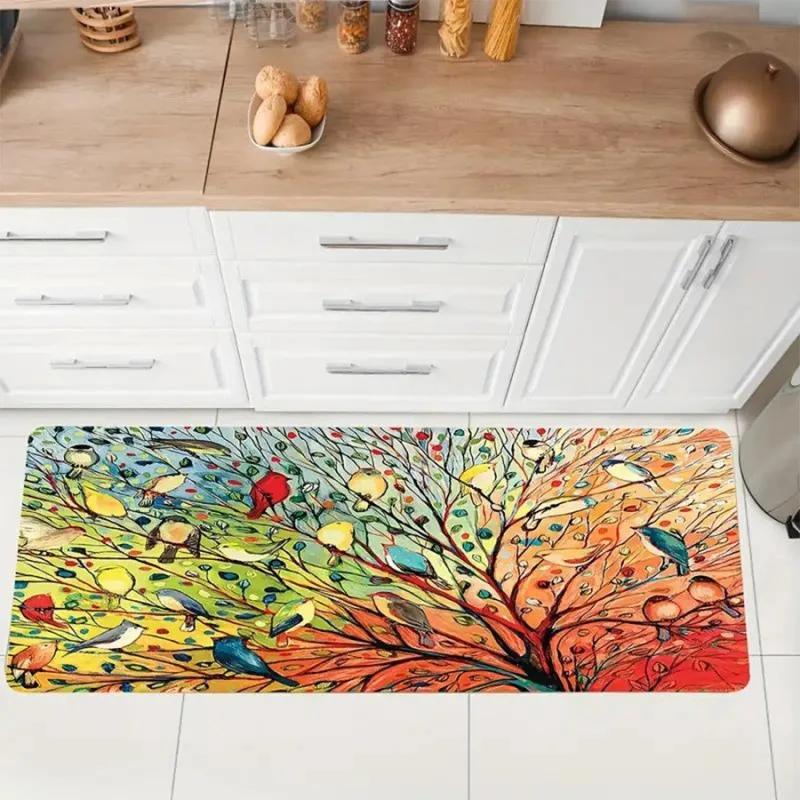 Kitchen Mat Kitchen Carpet Non-Slip Washable Bath Floor Mat Entrance Doormat Laundry Room Lounge Decor Rug Living Room Carpet