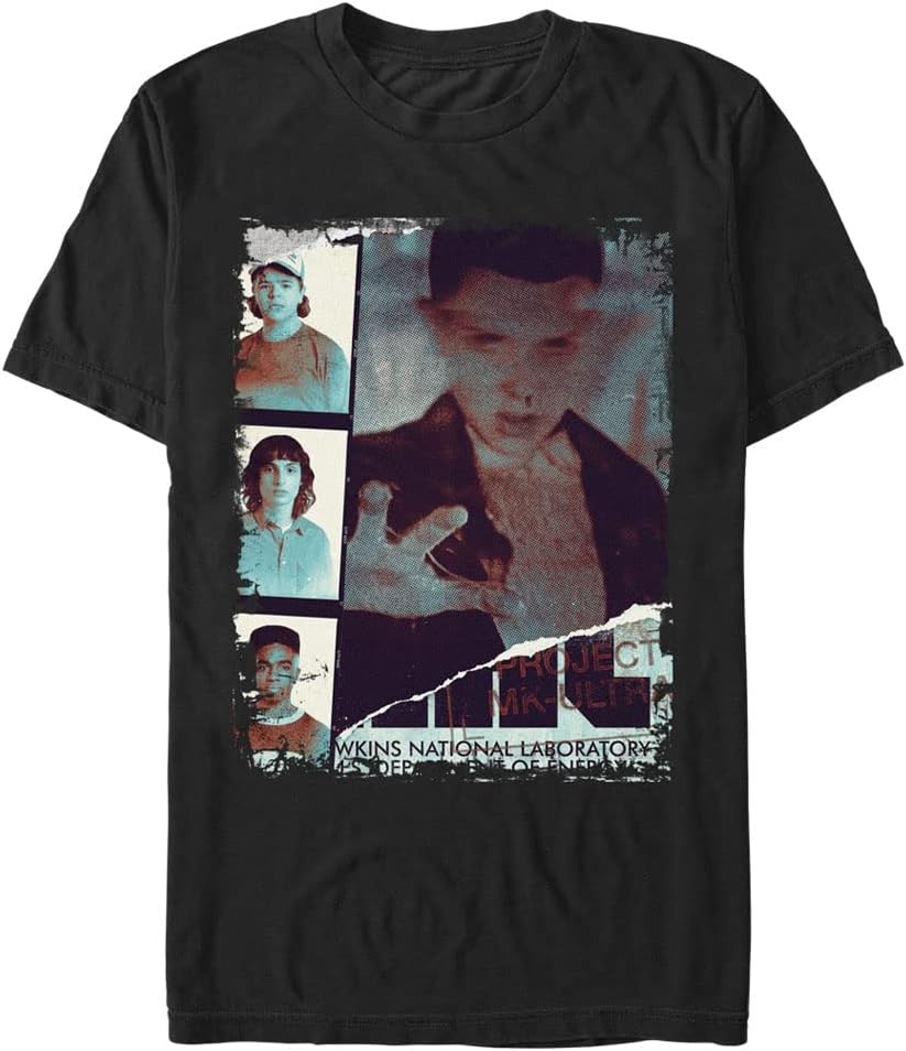 Stranger Things Men s Big & Tall MK Ultra Papers Short Sleeve Tee XL