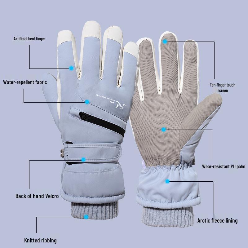 Zimowe rękawice narciarskie z ekranem dotykowym: Grube, antypoślizgowe, ciepłe dla mężczyzn i kobiet
