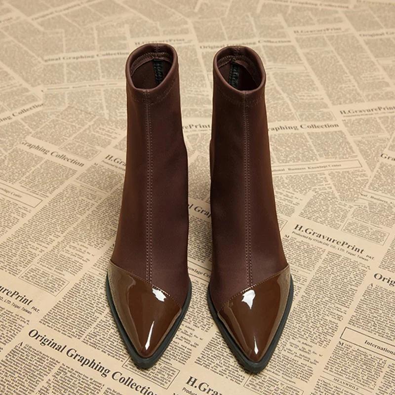 Fashion Sexy Women High Heels Ankle Boots Pointed Toe Fashion Shoes 2025 Trend Autumn Winter Chelsea Boots Brand Pumps Sock Botas Mujer