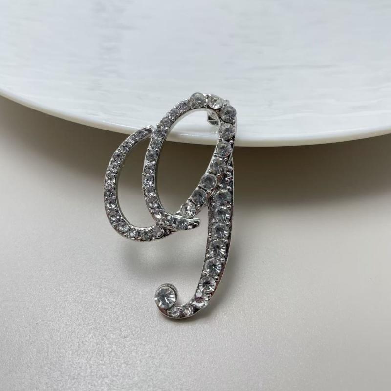 Fashion Alphabet Letter Brooch Pin Full Crystal Rhinestone Encrusted Minimalist Clothing Accessory For Women