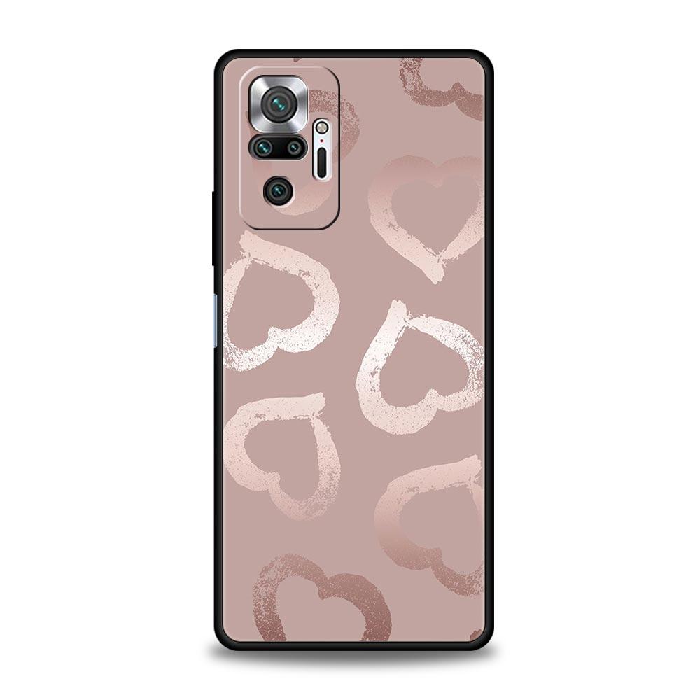 Phone Case For Xiaomi Redmi Note 14 13 12 5G 11 10 Pro Plus 4G 9S 9 14C 13C 12C 10C 9C 9A Soft TPU Cover Gold Rose Love Heart