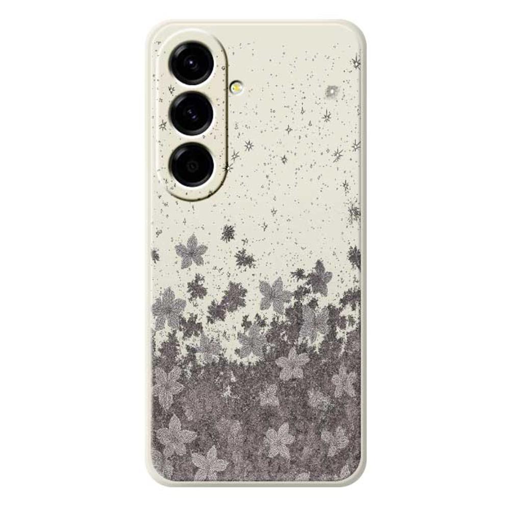 For Samsung Galaxy A56 5G Case Grey Flowers Pattern Printing Straight Edge TPU Phone Back Cover
