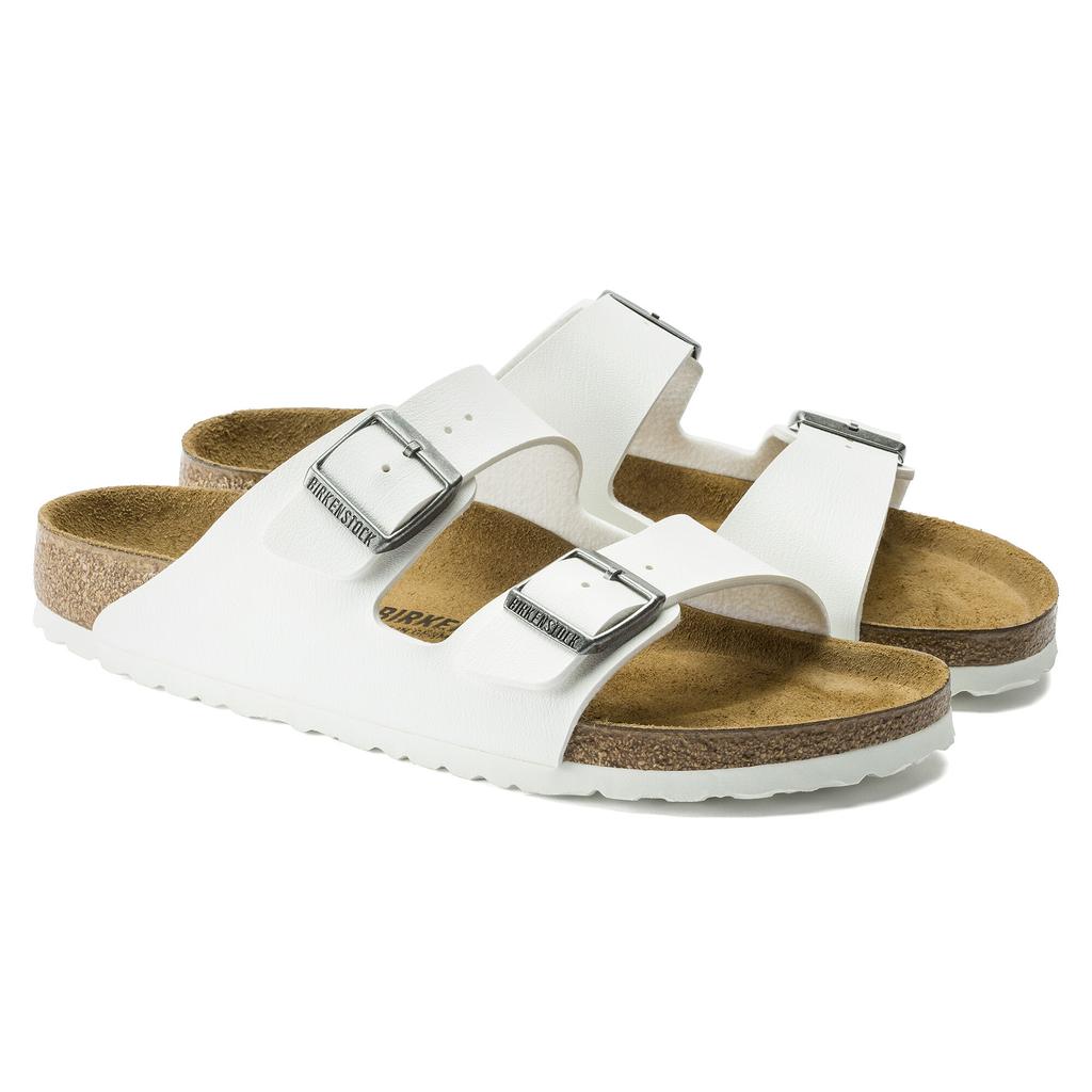 Women's/Men's Birkenstock Arizona Birko-Flor White Regular Sandals for Wide Feet (0552681)