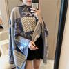 Carriage scarf, women's imitation cashmere air conditioner shawl, winter dual-purpose thickened scarf, fringed long style to keep warm
