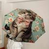1pc Cat Floral Pattern Automatic Open/Close Umbrella, Formal Events - Ideal Gift for Family or Friends, Outdoor Accessory Yy251211265