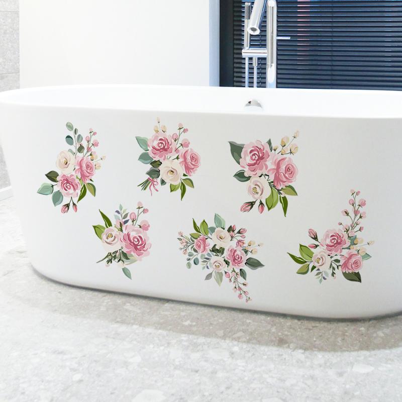 Floral Pattern Bathtub Appliques, Waterproof Non-Slip Bathtub Sticker, Bathtub Wall Decals, Bathroom Toilet Decorative Adhesive