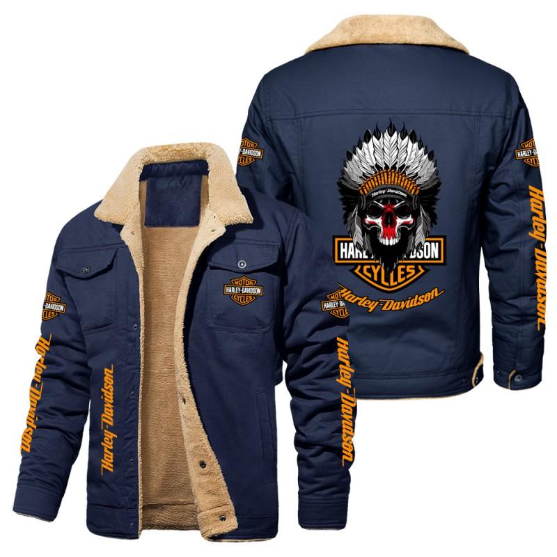 Mens Winter Fleece Lined Cotton Jacket Slim Fit Stand Collar Sport Coat With Graphic Prints European Size