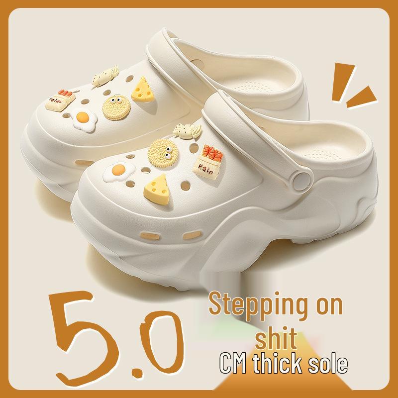 2025 Trendy Xiaohongshu Influencer Cute Cartoon Non-slip Thick-soled Summer Outdoor Closed-toe Slippers