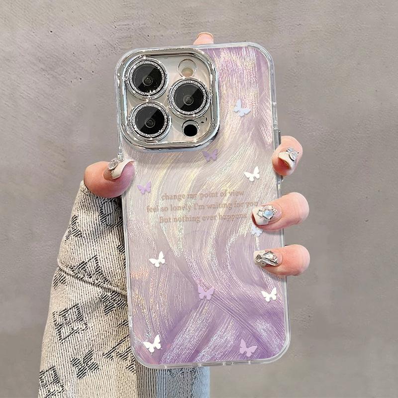 Applicable to Apple 11Pro mobile phone case, little fresh fairy 11promax feather yarn iPhone11 purple gradual change butterfly