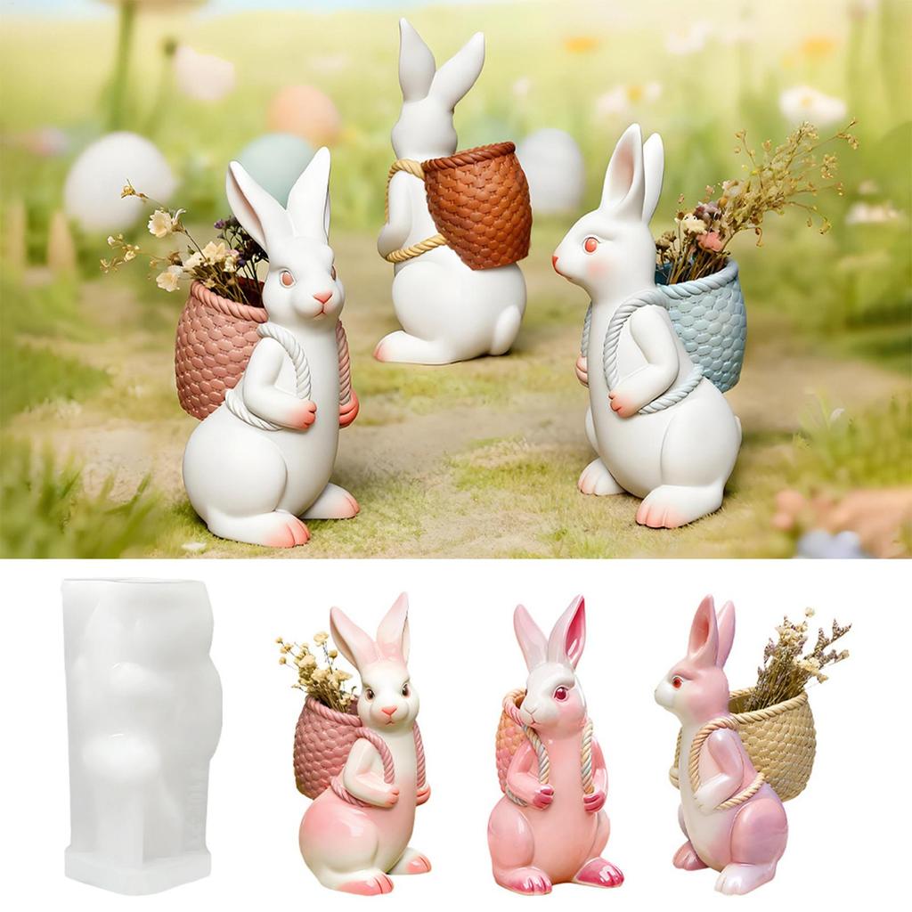 Bunny Mold Silicone 3D Silicone Easter Craft Casting Supplies Epoxy Resin Molds for Cement Plaster Party Planners Art Teachers