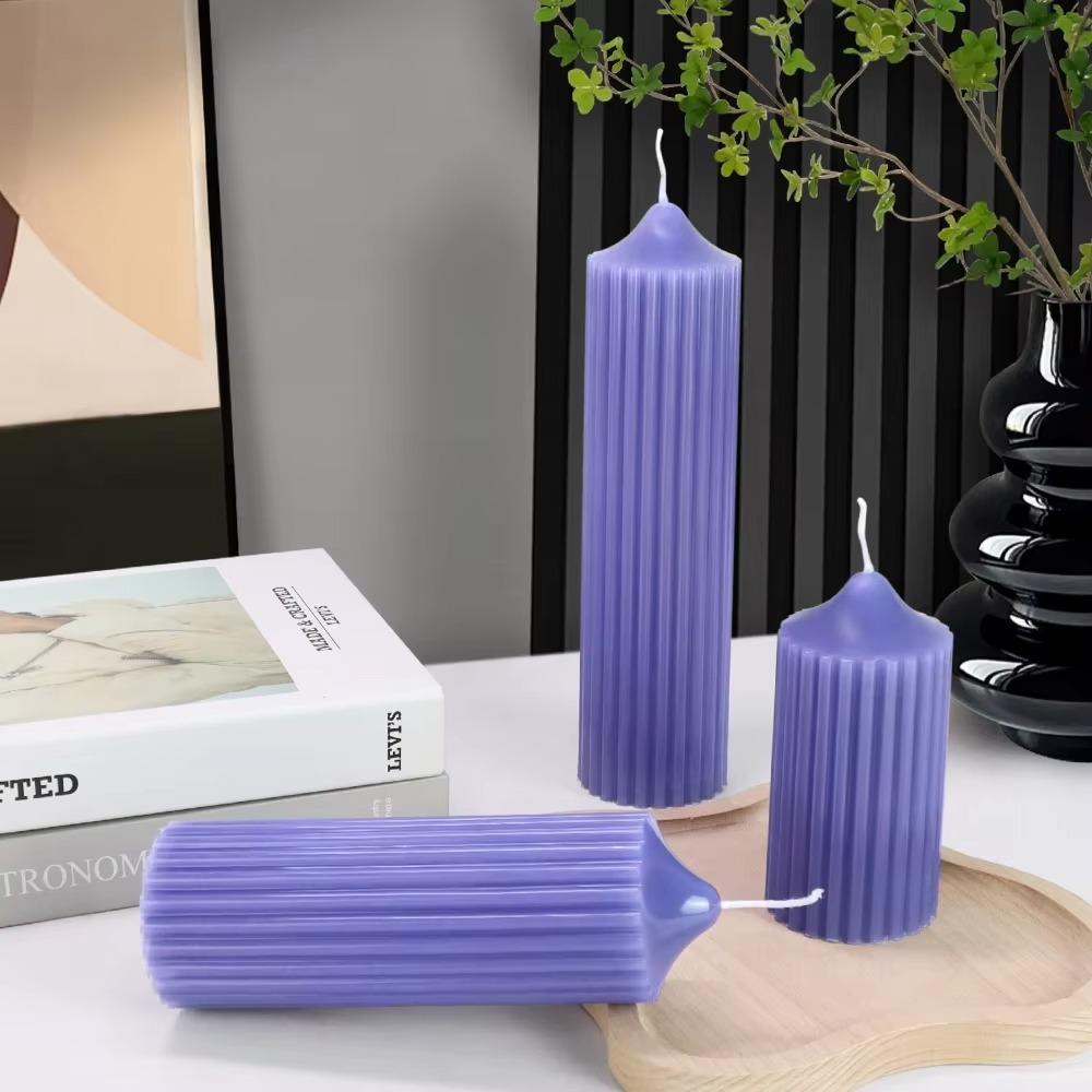 Sharp Tip Striped Cylindrical PC Candle Molds Columnar Candle Resin Acrylic Mold DIY Easy Release Aromatherapy Candle Mould Home Decoration Gifts