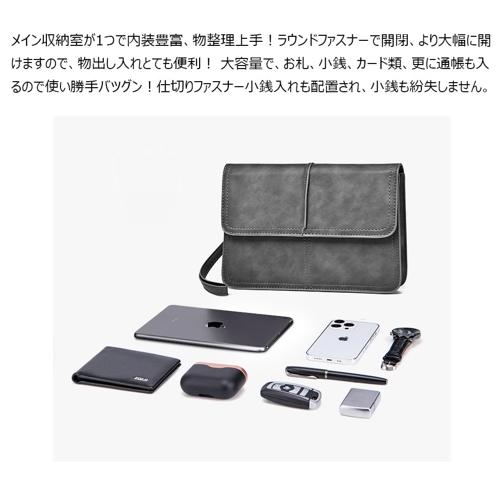 Leather Mini Second Bag Clutch Bag Small iPad Mini Storage Thick Leather Hand Strap Included Holds 6 Cards Handheld Wedding Formal Business Ceremonial