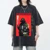 Blumenprint Retro Gewaschenes T-Shirt Locker Rundhalsausschnitt Mode Damen Waschung Kurzer Ärmel Ausbrenn-Druck Damen T-Shirt