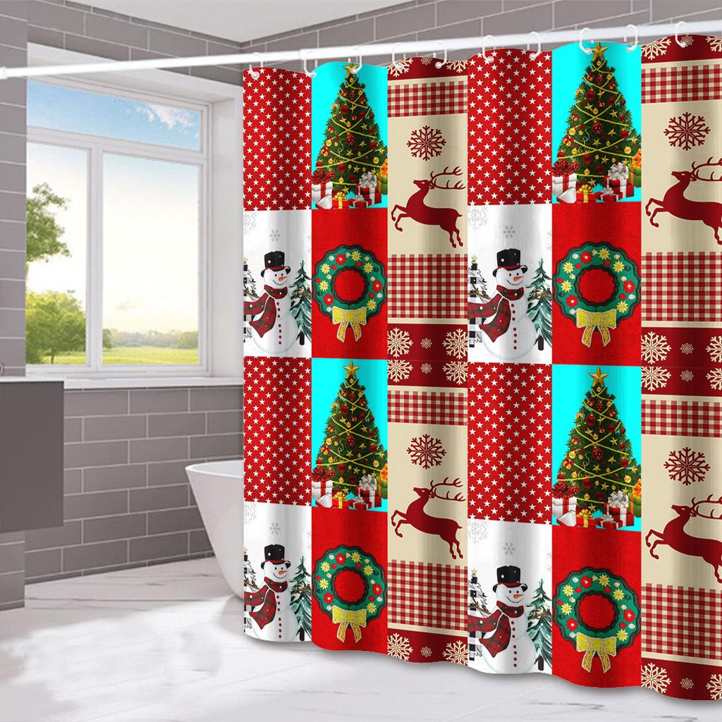 Santa Claus'S Bow Tie Washable Dirt-Resistant Shower Curtain Shower Head Waterproof Polyester Bath Curtain For Home Decor