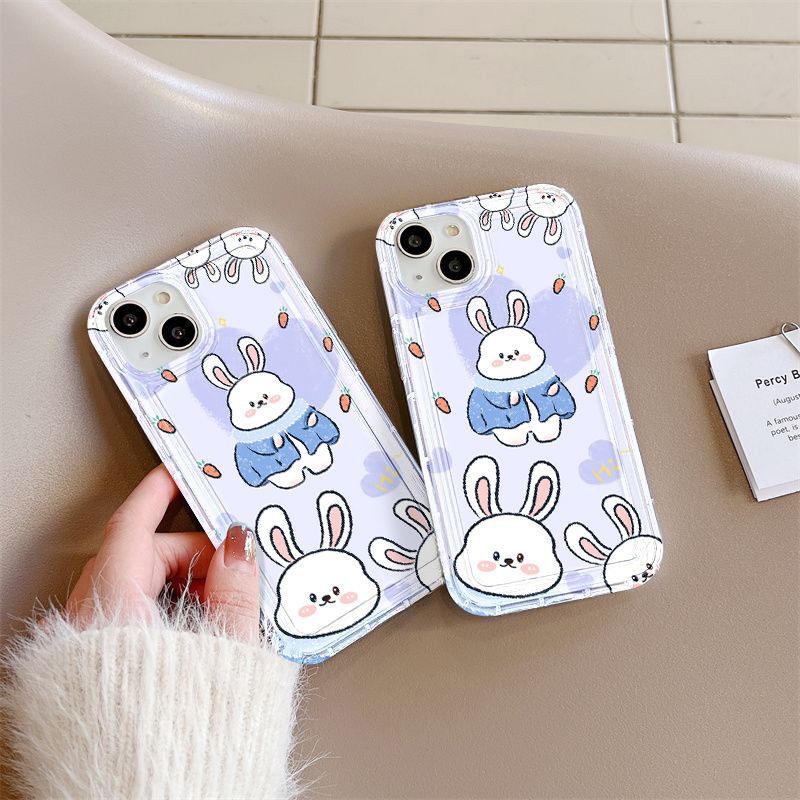 Cute Little White Rabbit for iPhone17PorMax Cartoon Mobile Phone Case 14 Apple 13 Transparent 16/15 Anti-drop