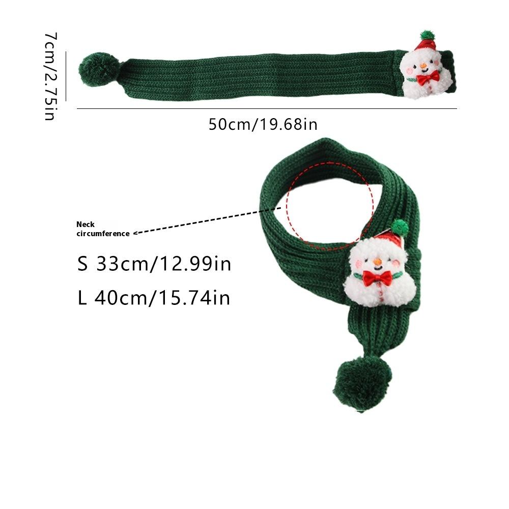 1pc Pet Christmas Knit Scarf Soft Yarn Collar with Reindeer Snowman Pattern for Cats and Small Dogs