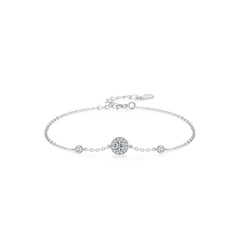 Moissanite 925 Sterling Silver Simple Circular Micro Inlaid Bracelet Minimalist Affordable Luxury Full Diamond Wedding Gift 925 silver