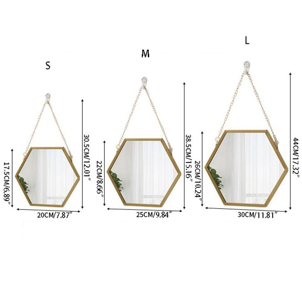 Iron Craft Wall-mounted Mirror Hexagon Shape Hanging Cosmetic Mirror  Bedroom