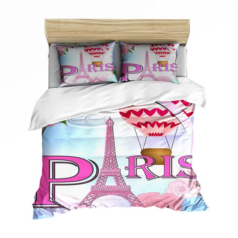 Eiffel Tower Duvet Cover Set Paris Twin Full Queen King Bedding Set For Girl Women Couple Room Romantic Theme Comforter Cover