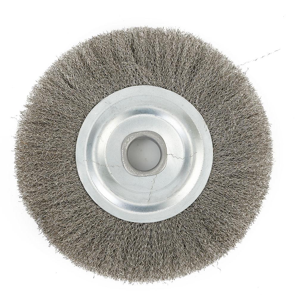 5inch Crimped Stainless Steel Wire Wheel Brush Bench Grinder Abrasive Tool 16mm Hole For Deburring Rust Cleaning Polishing