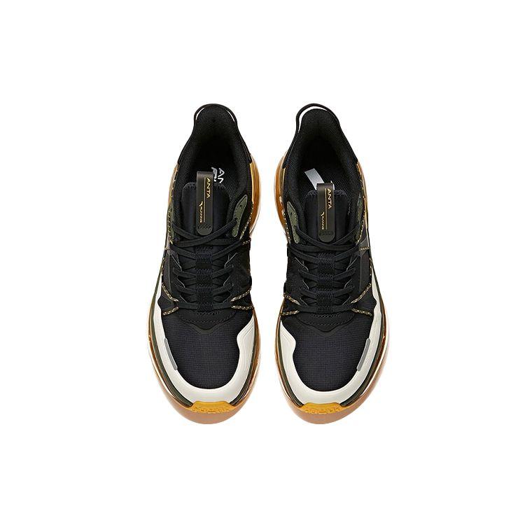 Anta Running Series Full-Length Air Cushion Low-Top Running Shoes Men sneakers Black White Yellow 912045503-2